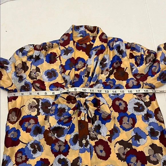 MISSONI SILK BLOUSE FLORAL BUTTON DOWN TOP SMALL